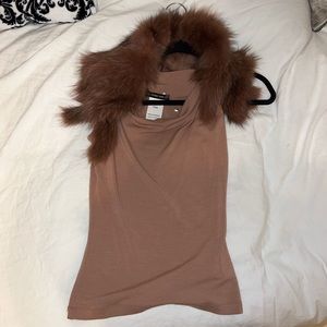 Plein Sud tank w detachable fur trim size 4
